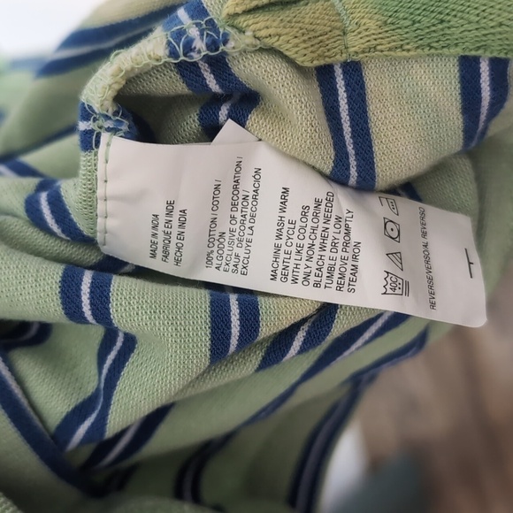 Izod Striped Green Blue Polo Shirt - Picture 3 of 4